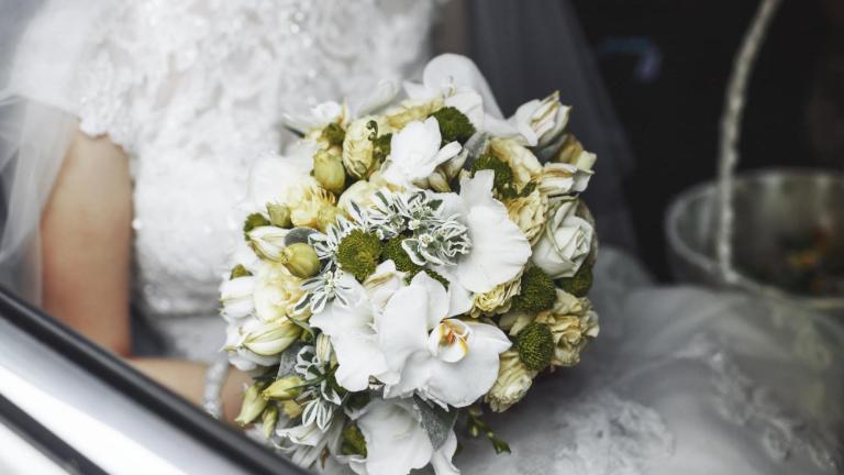 Bride, Wedding, Bouquet, Wedding Car