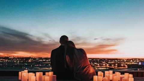 Night view, couple, lover