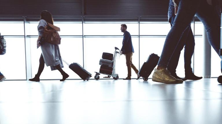 Airport, Traveler, Luggage cart